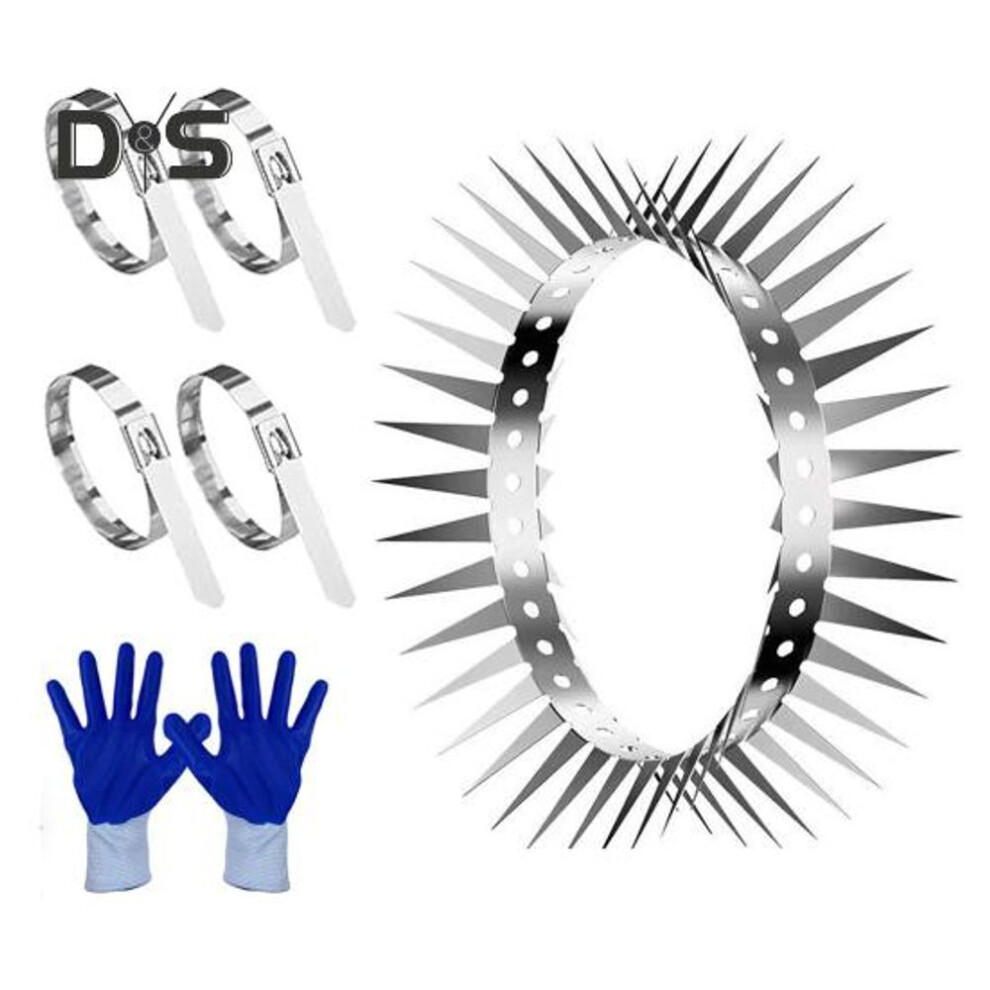(as the picture, S) 1 Set Anti-rat Spikes Stainless Steel Bird Deterrent Spikes With Ties Spiked Squirrel Baffle For Pigeons Cats Control On Trees Fences Bird Feeders