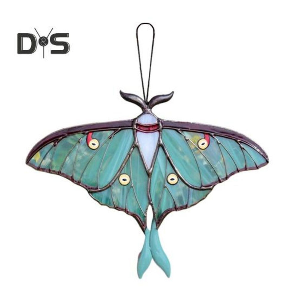 (as the picture, A) Moon Moth Butterfly Suncatcher Acrylic Window Hanging Sun Catcher Home Decor Wall Art Ornament For Garden Porch Balcony