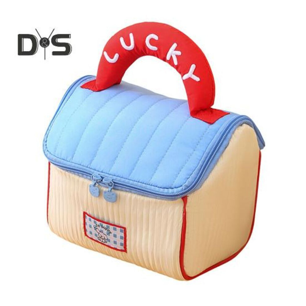 (blue) Cosmetic Bag With Handle Large Capacity Zipper Closure Waterproof Cosmetic Bag Aesthetic Travel Organized Toiletry Bag