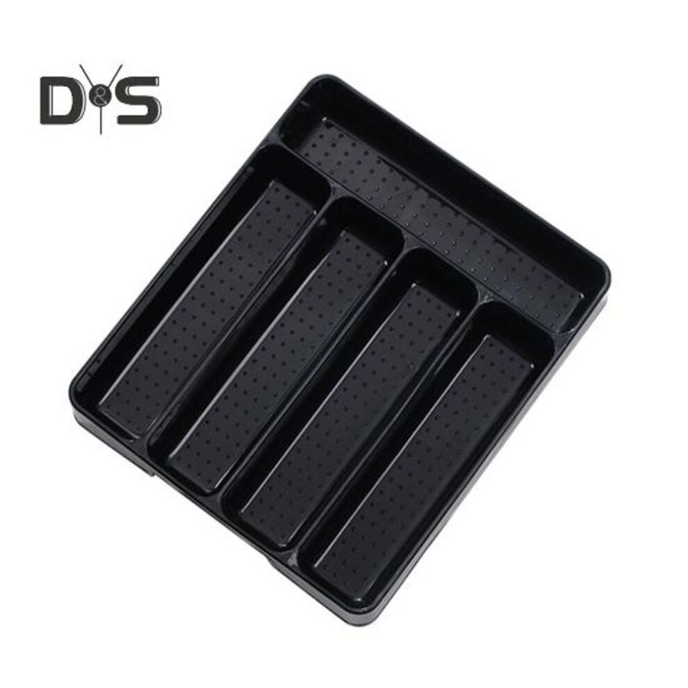 (black, L) 1/2pcs Drawer Organizer Expandable Kitchen Tray For Utensils Adjustable Flatware Holder With 4/6 Compartments Cutlery Storage Divider For Spatulas