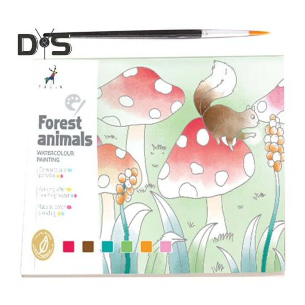 (as the picture, A) Watercolor Coloring Book For Kids Toddlers Mess-free Pocket Painting Graffiti Paper Arts Crafts Drawing Set With Brushes Paints For Travel Activities