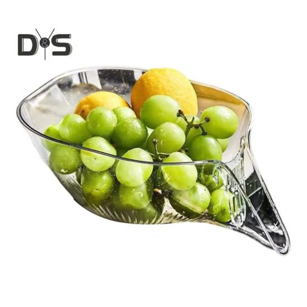 (clear) Fruit Drain Basket With Removable Strainer Food Grade Bpa Free Transparent Fruit Cleaning Bowl Kitchen Sink Food Catcher Drainer