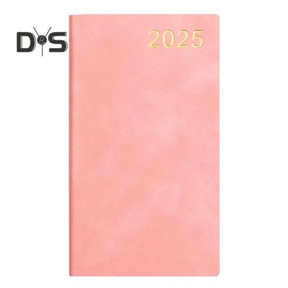 (pink) Pocket-sized Notebook Faux Leather Cover Thick Premium Paper Smooth Writing Anti-bleed Design Backpack Planner
