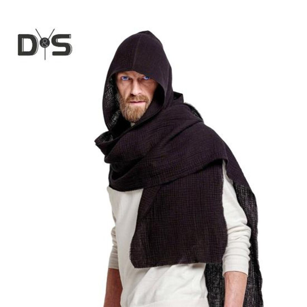 (black) Men Shawl Scarf Lightweight Solid Color Long Scarf Shawl Retro Cotton Linen Outdoor Neck Wrap Clothing Accessory