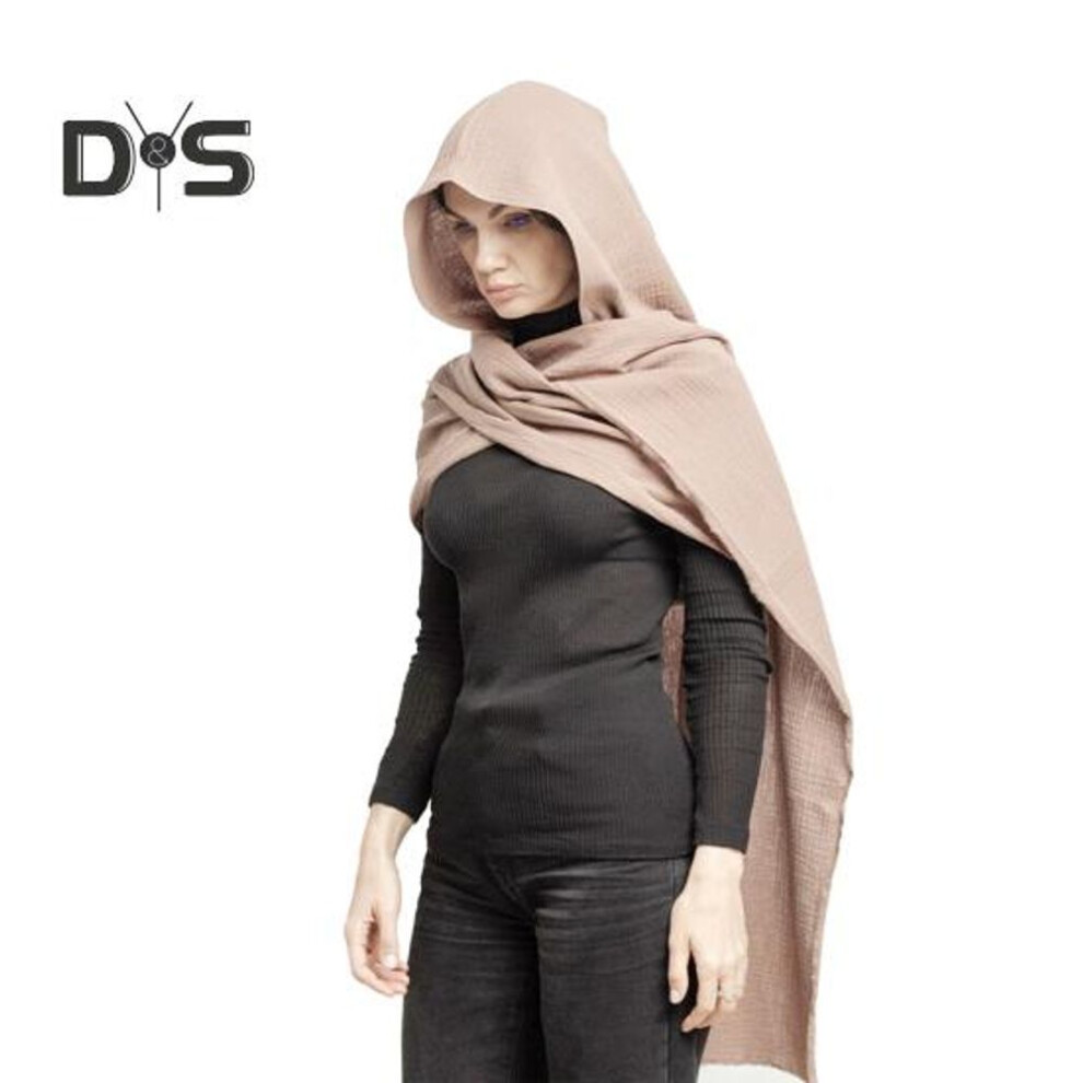 (beige) Men Shawl Scarf Lightweight Solid Color Long Scarf Shawl Retro Cotton Linen Outdoor Neck Wrap Clothing Accessory