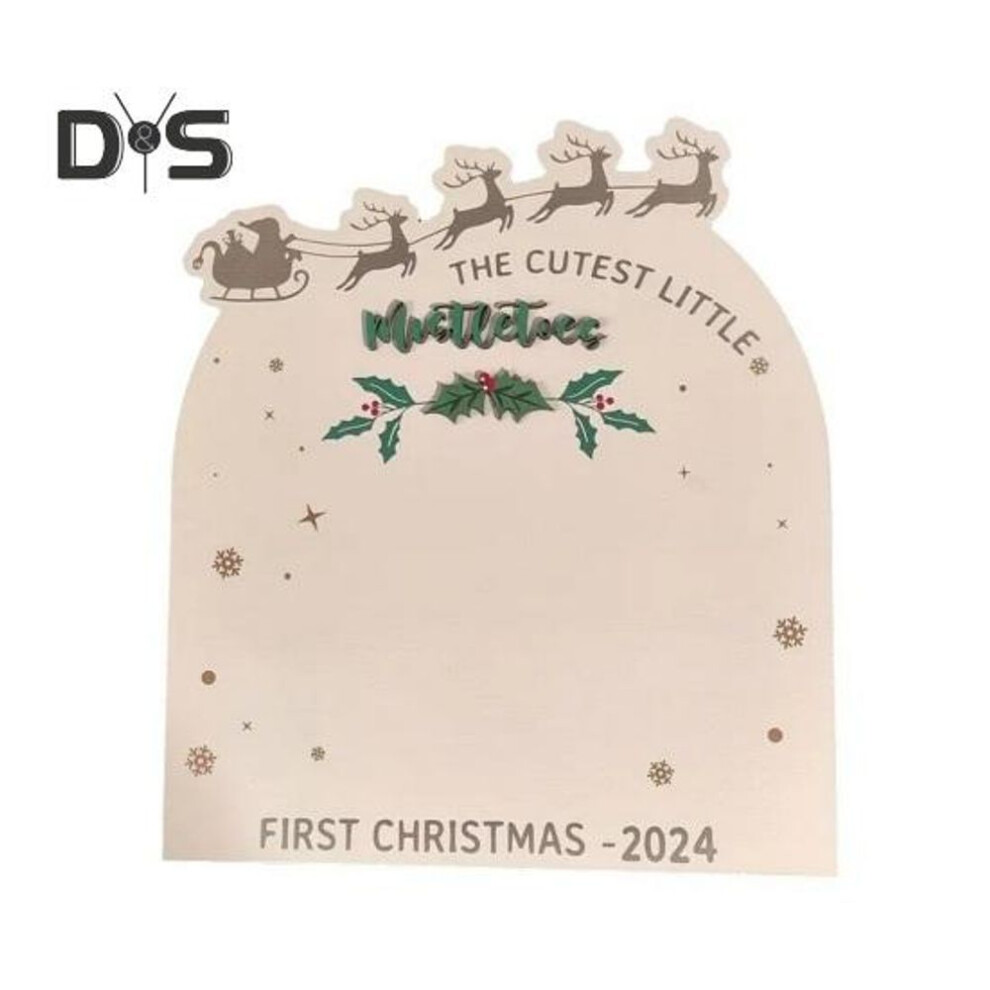 (as the picture, B) Baby First Christmas Footprint Board Infant Footprint Mistletoes Wooden Sign Diy Newborn Boys Girls Footprint Art Craft Board New Mom Keepsake Gift