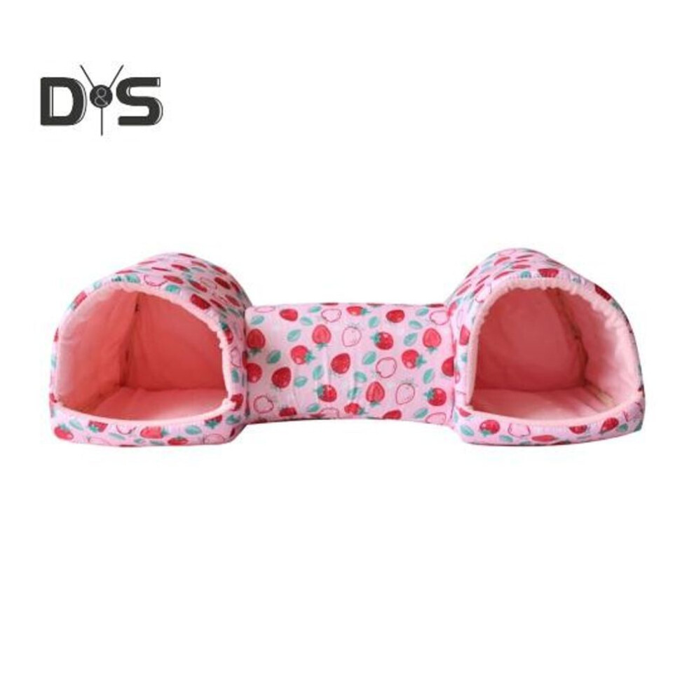 (pink) Small Animal Tunnel Bed Plush Hamster Nest Bed Guinea Pig Cozy Hideout Warm Bunny Toys Cage Accessories For Kittens Ferrets Rabbits Hedgehogs