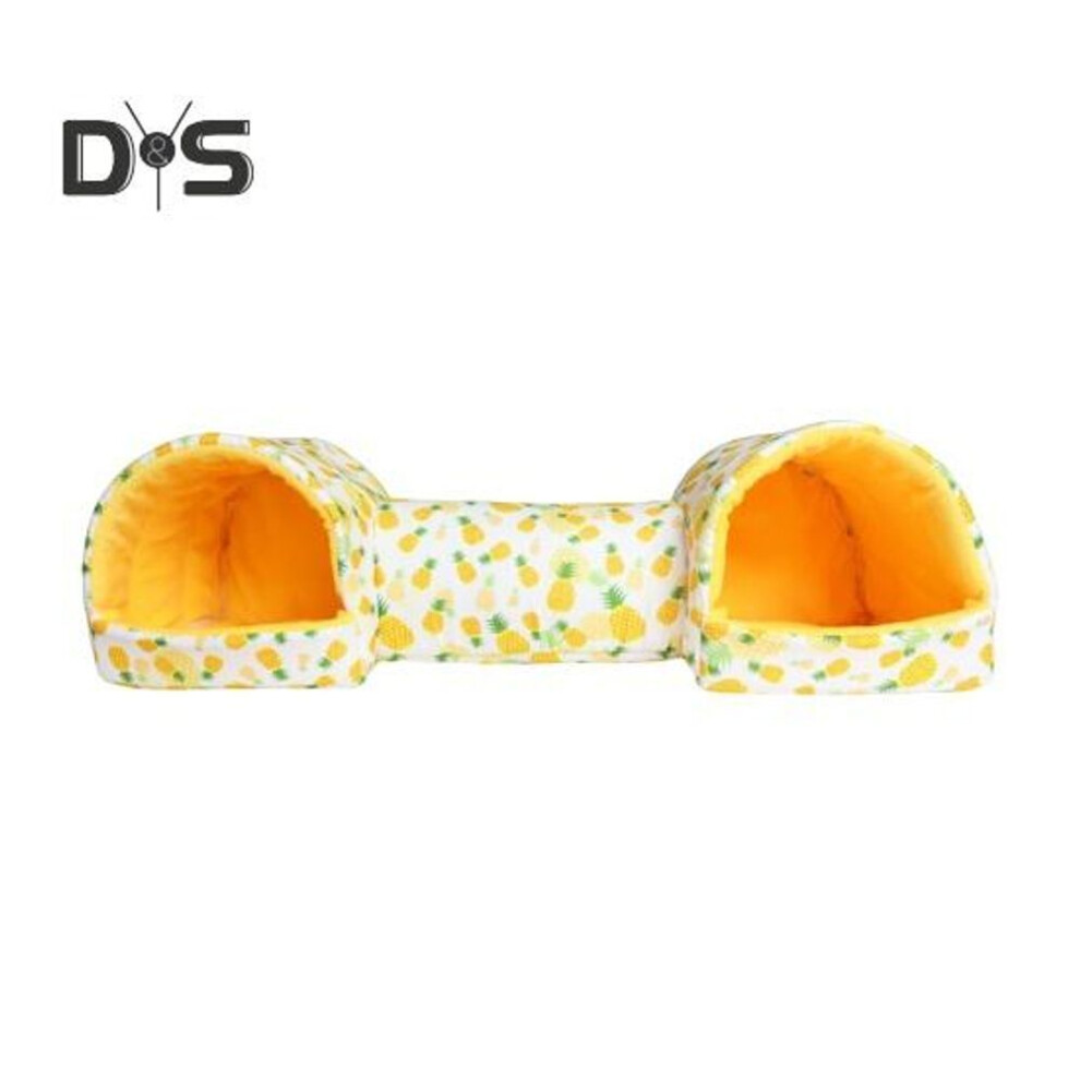 (yellow) Small Animal Tunnel Bed Plush Hamster Nest Bed Guinea Pig Cozy Hideout Warm Bunny Toys Cage Accessories for Kittens Ferrets Rabbits Hedgehogs