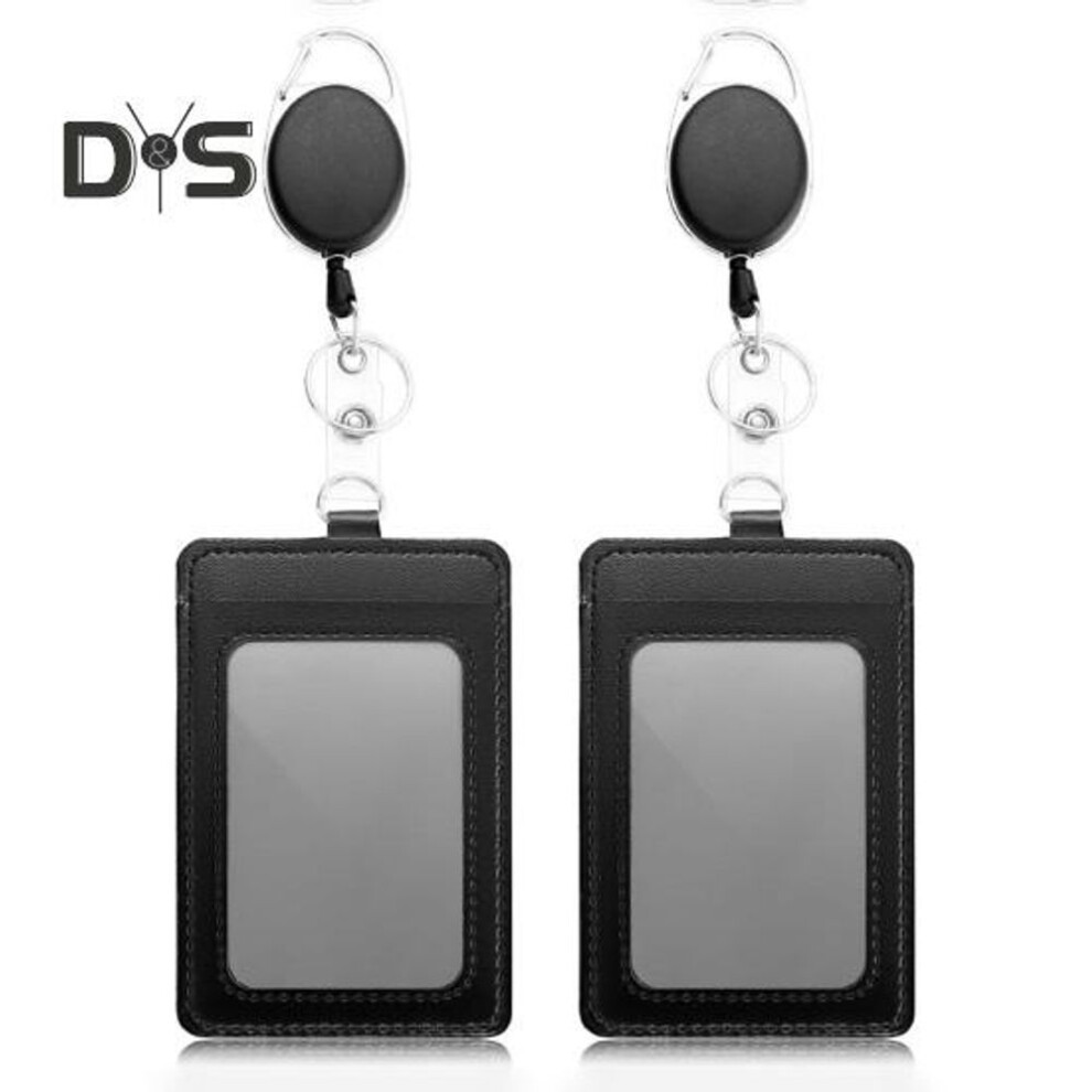 (as the picture, A) 2 Pcs Card Holder Clear Retractable Id Card Holder With Clip Badge Reel Id Card Holder With Carabiner Lanyard