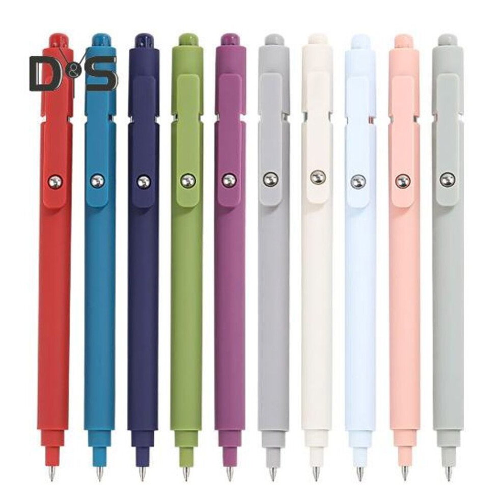 (as the picture, C) 5/10pcs Color Gel Pen Set Quick-drying Ink 0.5mm Refill Steel Ball Clip Design Comfortable Barrel Fine Tip Gel Pens