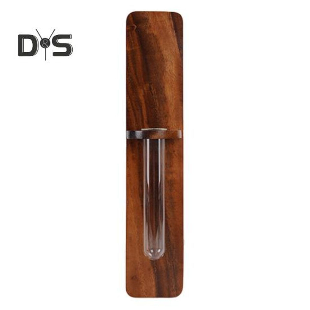 (as the picture, B) Mini Test Tube Vase Glass Vase With Solid Wood Frame Hydroponic Flowers Planter Transparent Tube Vase For Dried Flowers Desk Table Decoration