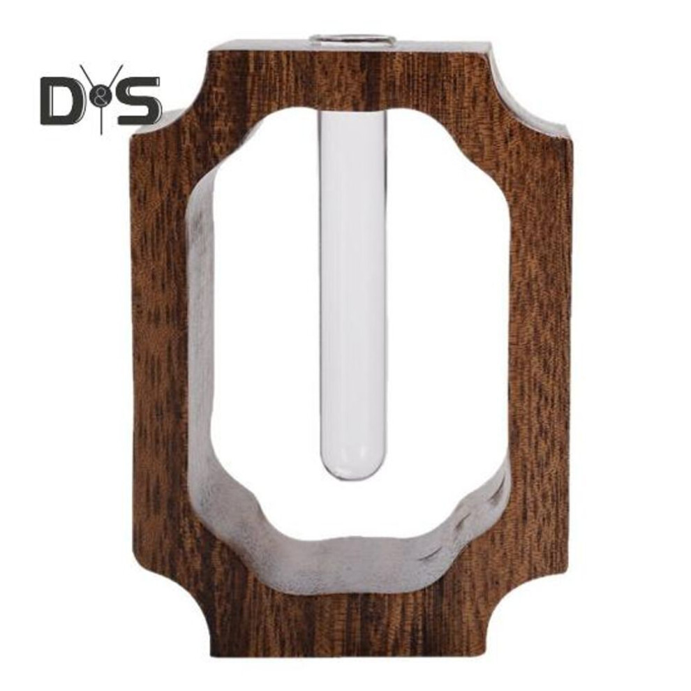 (as the picture, A) Mini Test Tube Vase Glass Vase With Solid Wood Frame Hydroponic Flowers Planter Transparent Tube Vase For Dried Flowers Desk Table Decoration