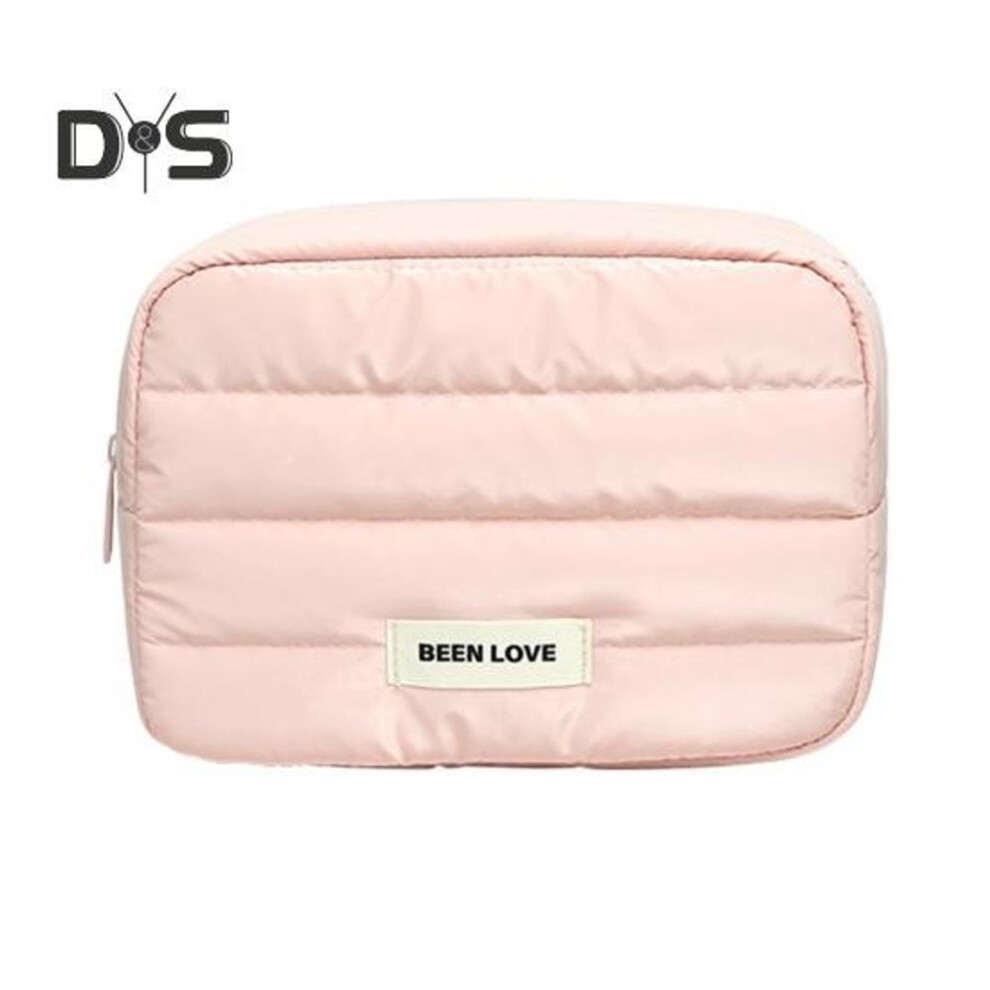 (pink) Women Padded Makeup Bag Portable Cosmetic Organizer Waterproof Zippered Handbag Toiletry Pouch For Girls Travel Home Use
