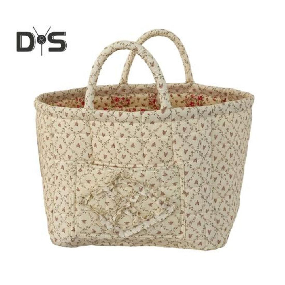 (as the picture, D) Boho Fabric Laundry Basket Floral Print Quilted Storage Basket Portable Folding Basket Bag with Handles for Home Clothes And Sundries
