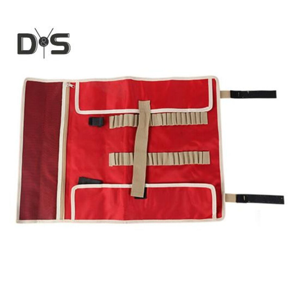 (red) Outdoor Tent Stake Storage Bag With Mesh Pocket Foldable Waterproof Hiking Hunting Camping Tools Tent Peg Nail Windproof Rope Organizer Pouch