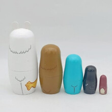 1 Set Colorful Wooden Toys Polar Bear Pattern Durable Exquisite Birthday Gift Stacking