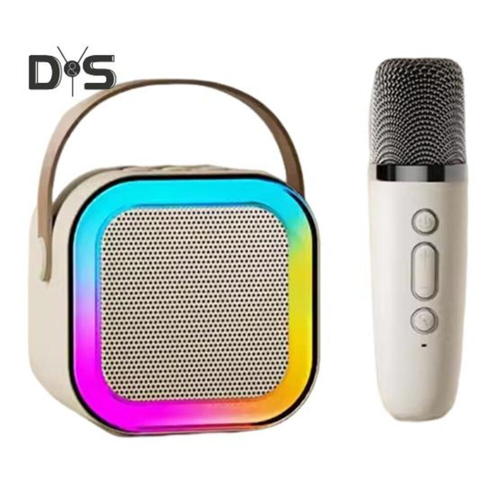 (beige, Double Person) Karaoke Machine Toy With Wireless Microphone Stable Connection Low Latency Bluetooth-compatible Speaker With Dynamic Rgb Lighting