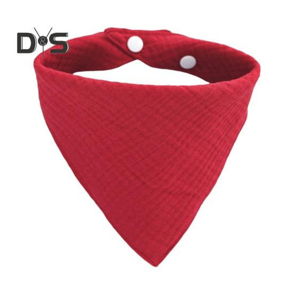 (red) Baby Bibs Baby Bandana Drool Bib Solid Color Adjustable Reusable Button Fixed Cotton Toddler Saliva Wipe Baby Infant Teething Pinafore Shower Gift