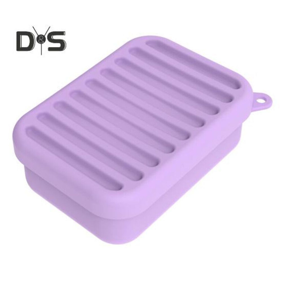 (light purple) Leak-Proof Silicone Travel Soap Case with Drainage Lid Compact Design Portable Bar Soap Container Soap Holder