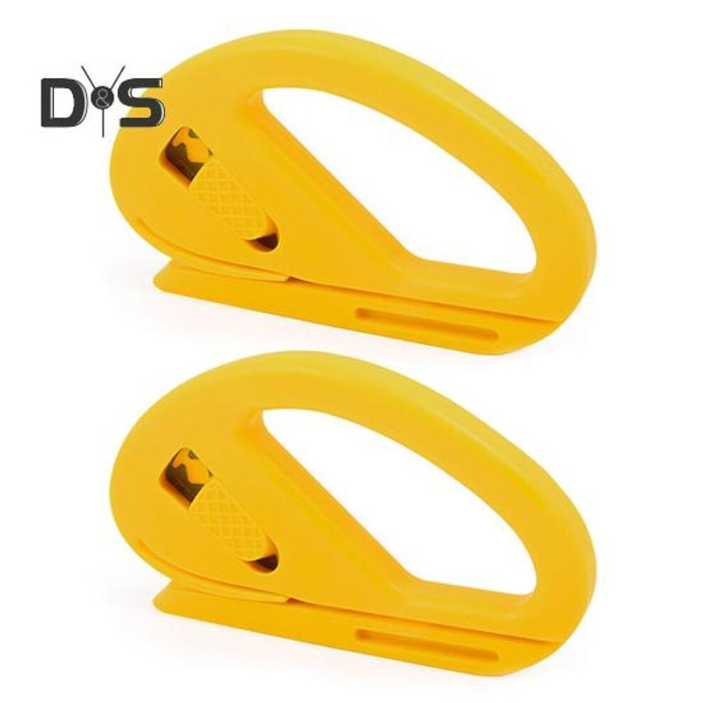 (yellow, 2pcs) 1/2Pcs Safety Cutter Tool Film Cutter Hidden Blade Wrapping Paper Trimmer Easy Sliding Packaging Paper Roll Cutter