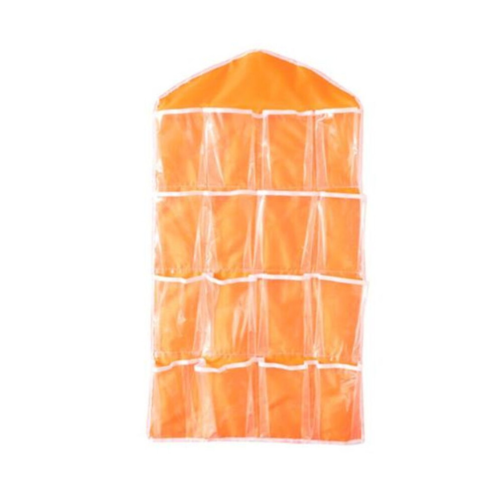 (orange) Wear-resistant Hanging Storage Bag Multi-purpose Creative 16 Grid Wall Classified