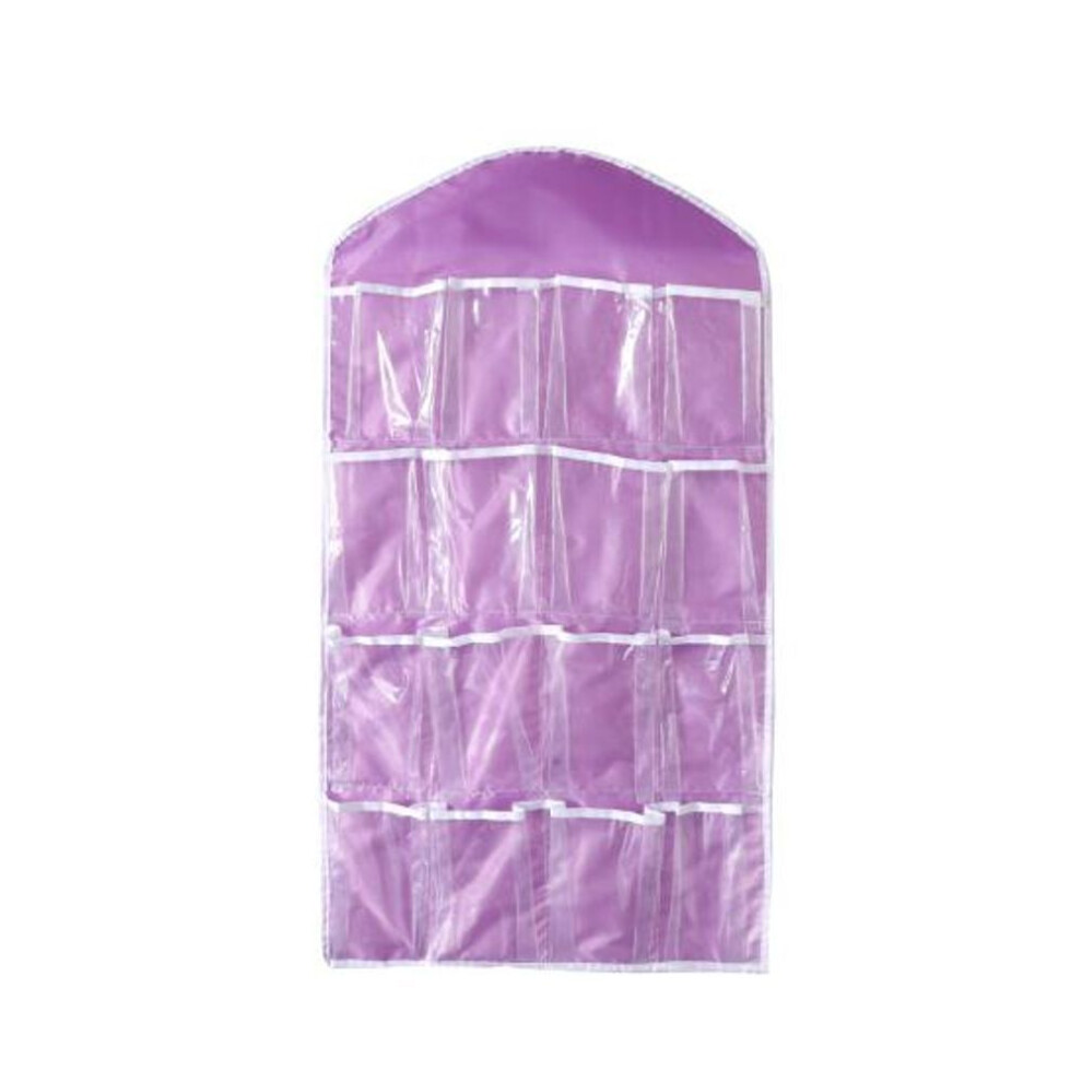(purple) Wear-resistant Hanging Storage Bag Multi-purpose Creative 16 Grid Wall Classified