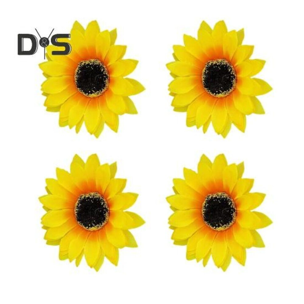 (as the picture, 4pcs) 1/4pcs Women Hair Clip Sunflower Decor Silk Cloth Alloy Clip Refreshing Style Island Vacation Design Hair Pin