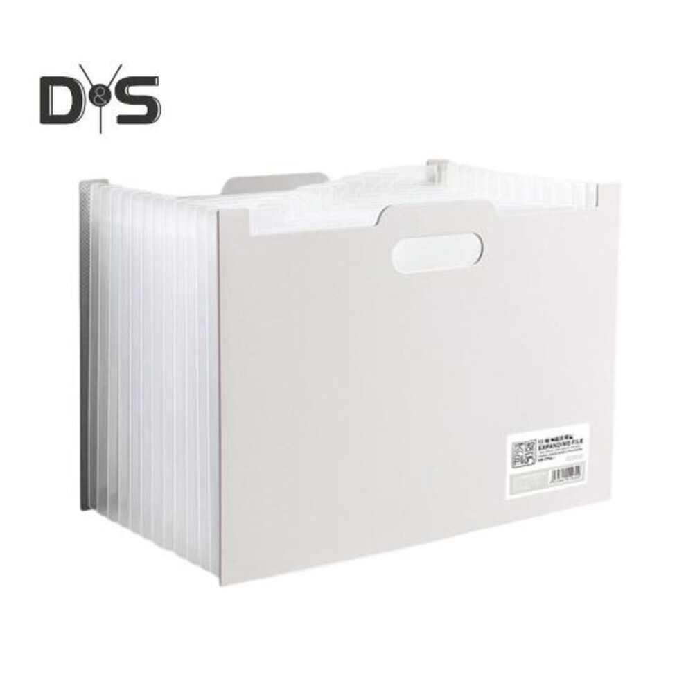 (beige) Accordion File Folder Expanding Vertical File Organizer 13 Pockets Folder With Colored Labels For Home Office School