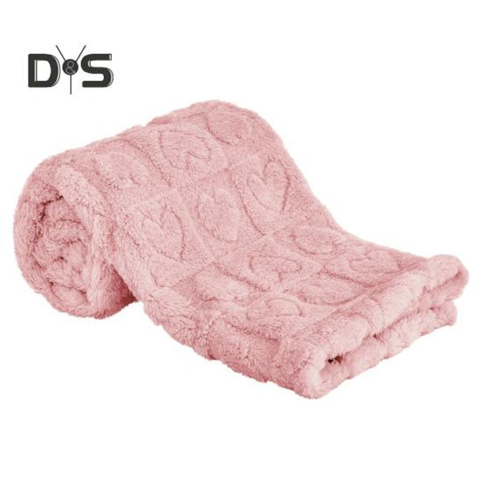 (pink) Baby Blanket Fluffy Plush Soft Touch Heat Pattern Solid Color All Season Comfort Boys Girls Indoor Outdoor Use Sleeping Nap Nursery Blanket