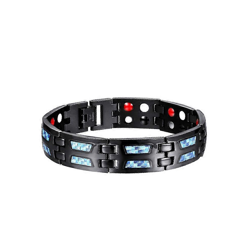 Carbon Magnet Bracelet, Carbon Titanium Magnetic Therapy Bracelet, Magnetic Slim Fit Bracelet, Double Row Strong Magnets Bracelet Blue