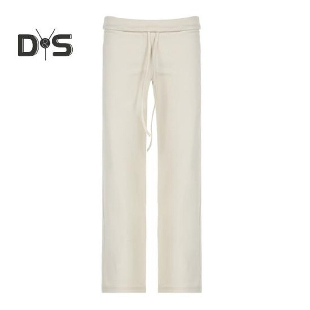 (white, S) Women Fall Winter Pants Low Waist Butt-lifted Sport Trousers Drawstring Elastic Waist Solid Color Yoga Sweatpants Winter Plush-lined Wide Leg