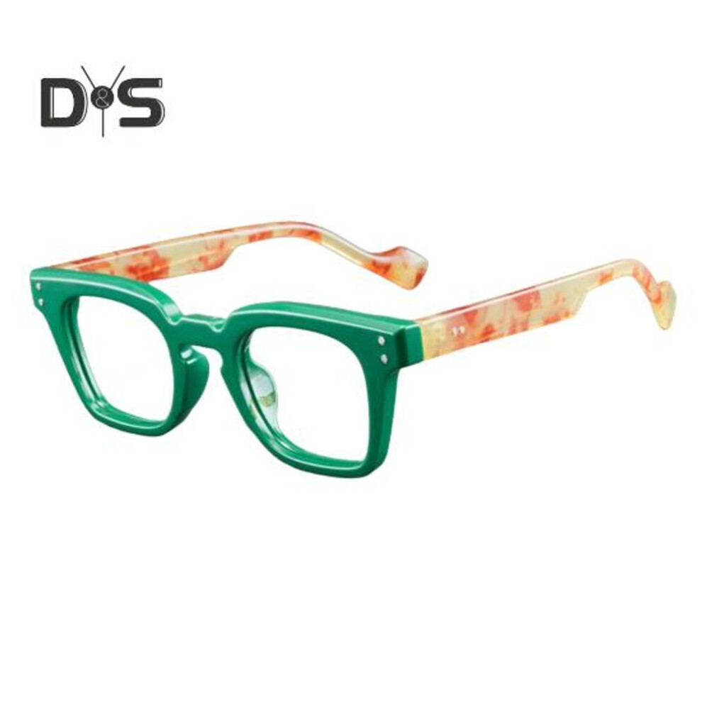 (green) Retro Large Frame Glasses Clear Lens Non-Prescription Nerd Eyeglasses Cosplay Costume Fake Eyewear for Men Women