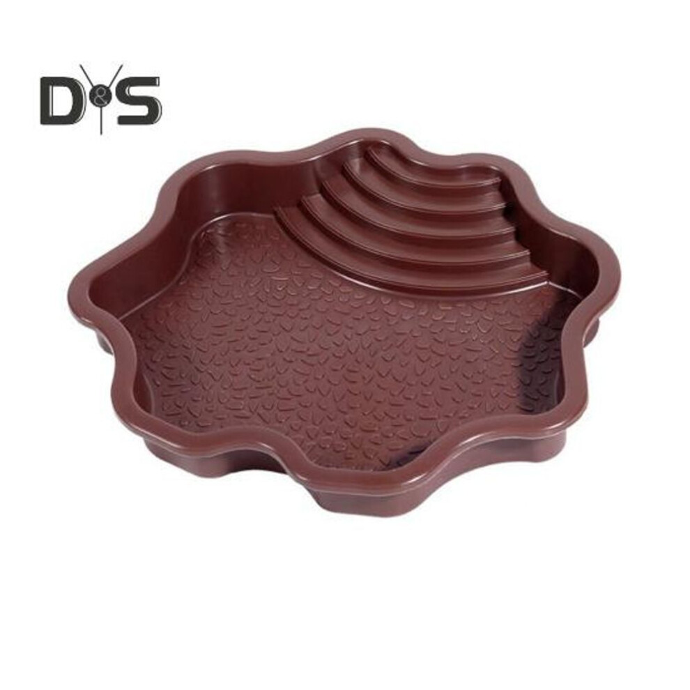 (dark red) Reptile Bathing Pool Large Tortoise Feeding Dish Water Bowl With Ramp Aquarium Ornament For Lizard Gecko Snake Turtle Bearded Dragon