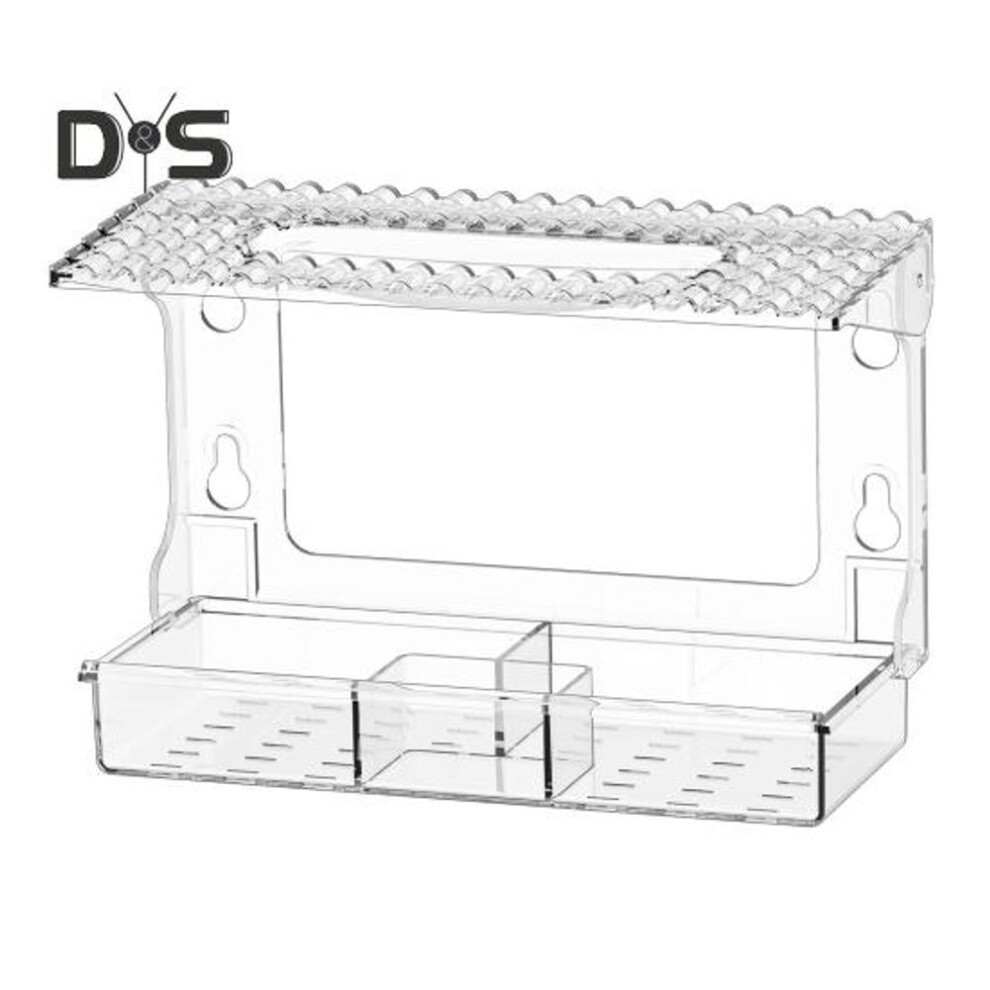 (as the picture, B) Window Birds Feeder With Suction Cups Clear Wildbird Feeder With Detachable Seeds Water Tray For Outdoor Birds Watching
