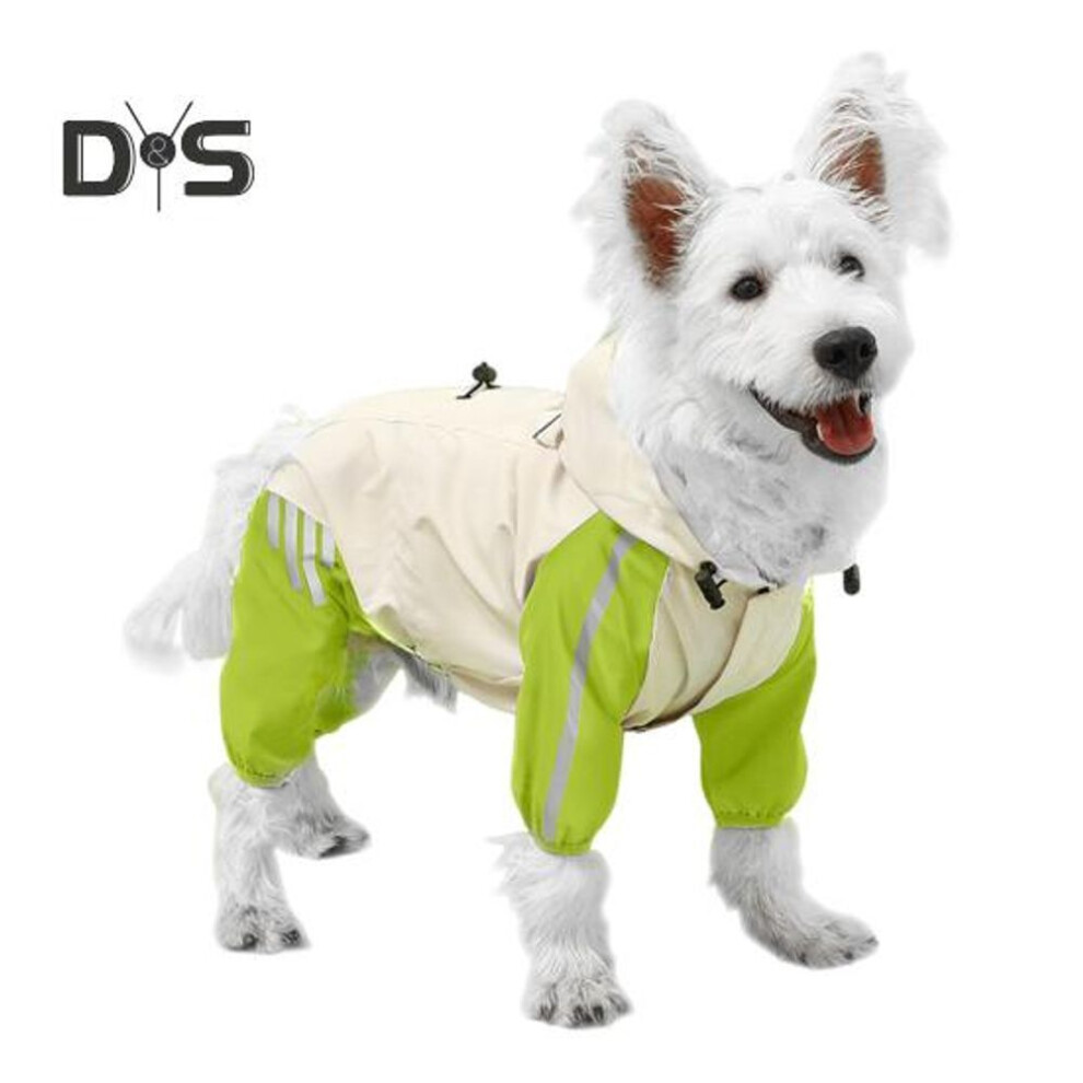 (S, green) Dog Raincoat Waterproof Hooded Pet Rain Jacket Full Wrap Poncho With Reflective Strips And Leash Hole For Small Medium Dogs