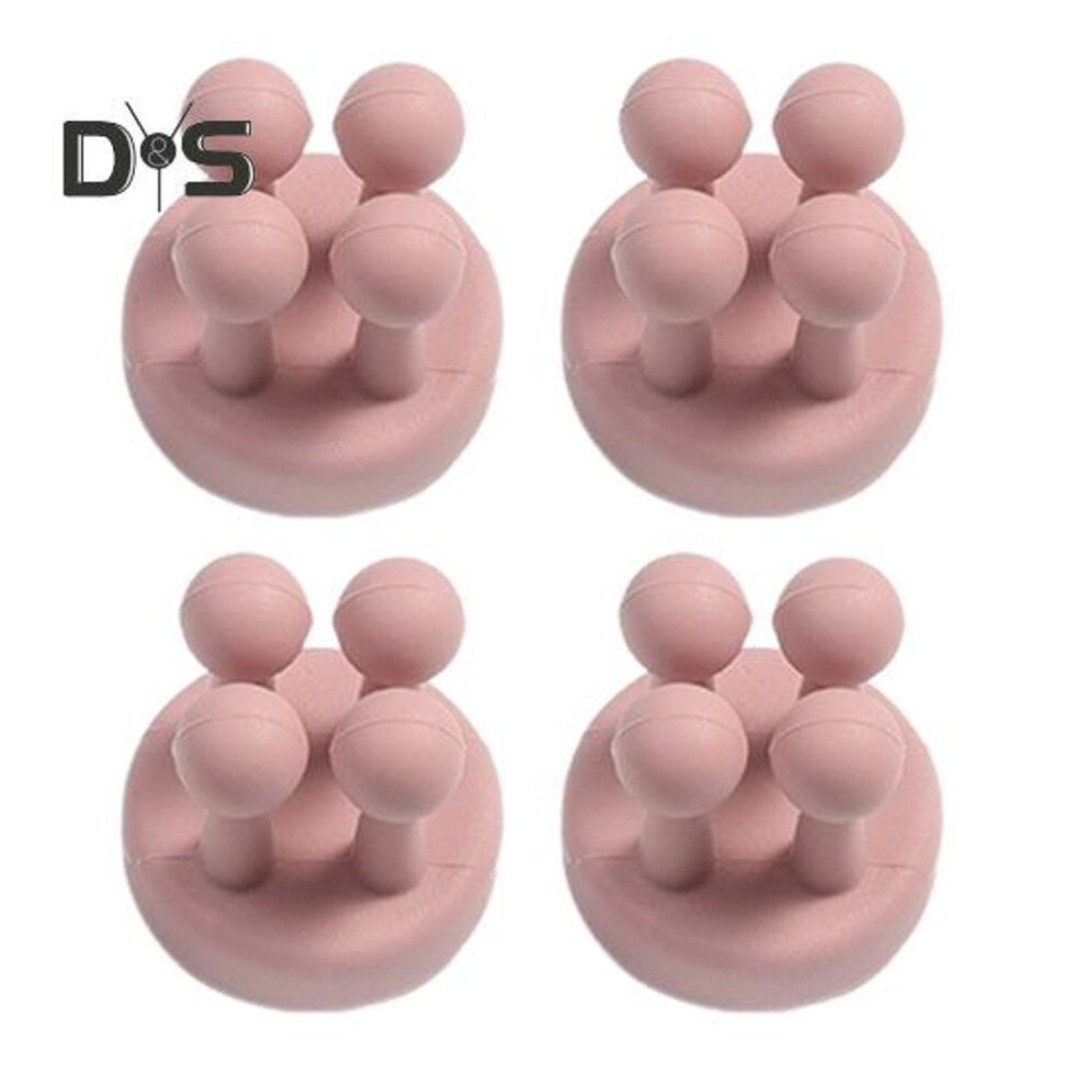 (pink) 4Pcs Silicone Toothbrush Holder Multi-Function Hooks Simple Installation Self-Adhesive Single Toothbrush Hooks