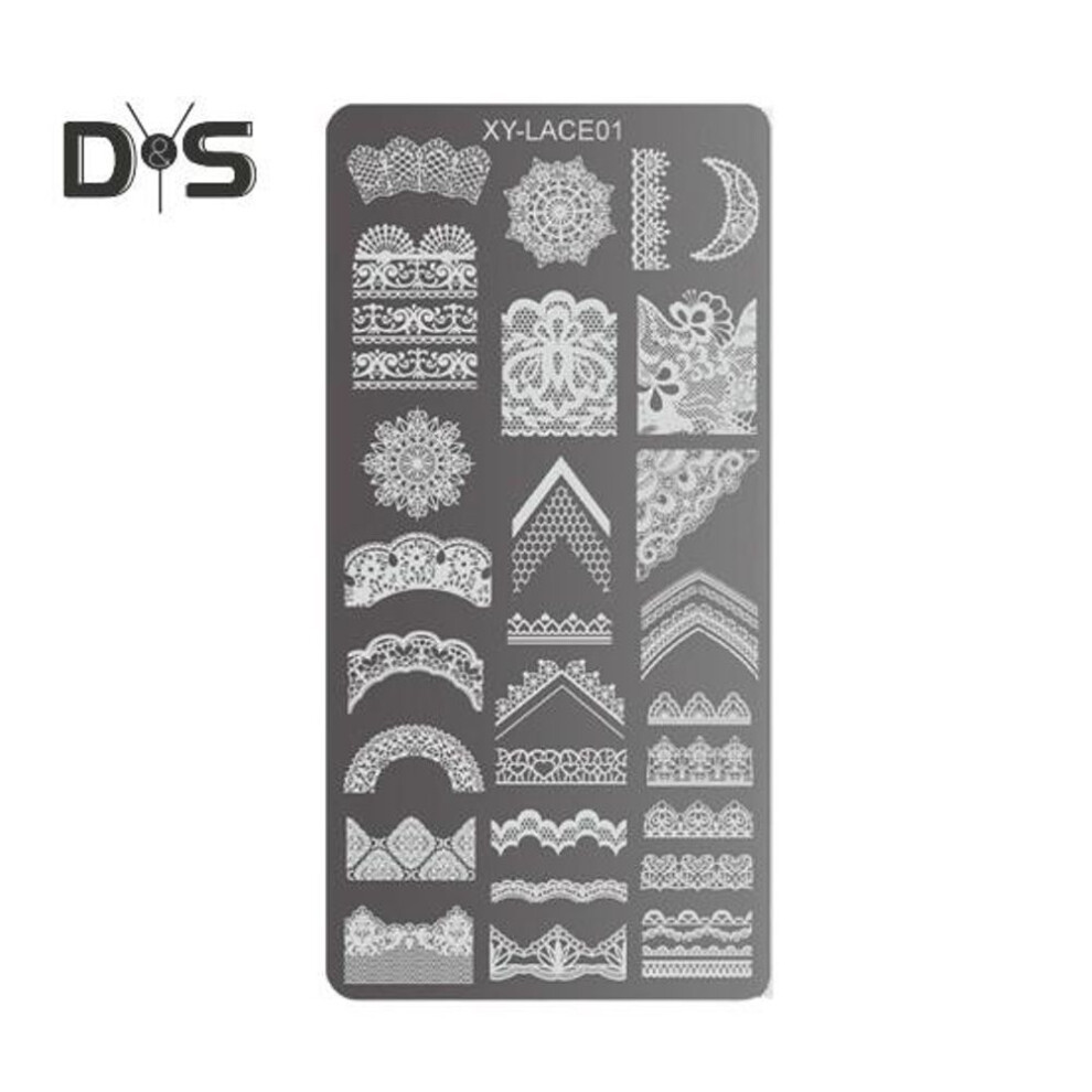 (as the picture, A) Stamping Plates Set Bows Flowers Lace Design Manicures Decoration Metal Plate Transfer Sweet Series Template