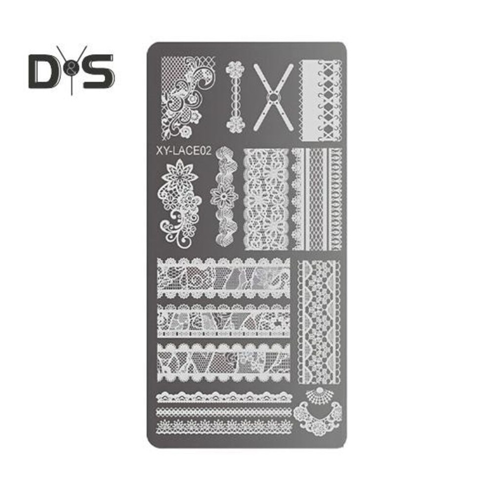 (as the picture, B) Stamping Plates Set Bows Flowers Lace Design Manicures Decoration Metal Plate Transfer Sweet Series Template
