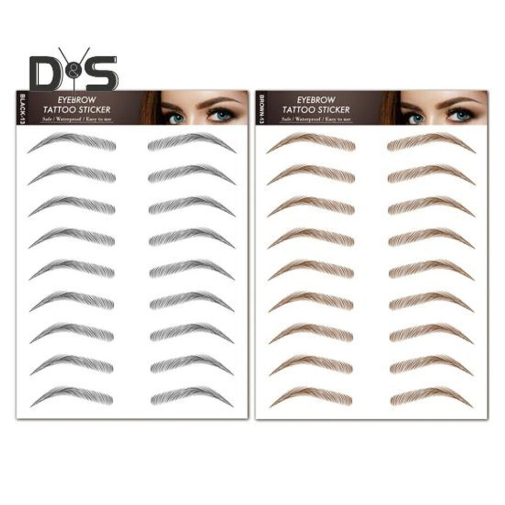 (as the picture, M) 2 Sheets Waterproof Eyebrow Tattoo Stickers Hair-like Natural Fake Eyebrows Makeup Accessories For Women Girls