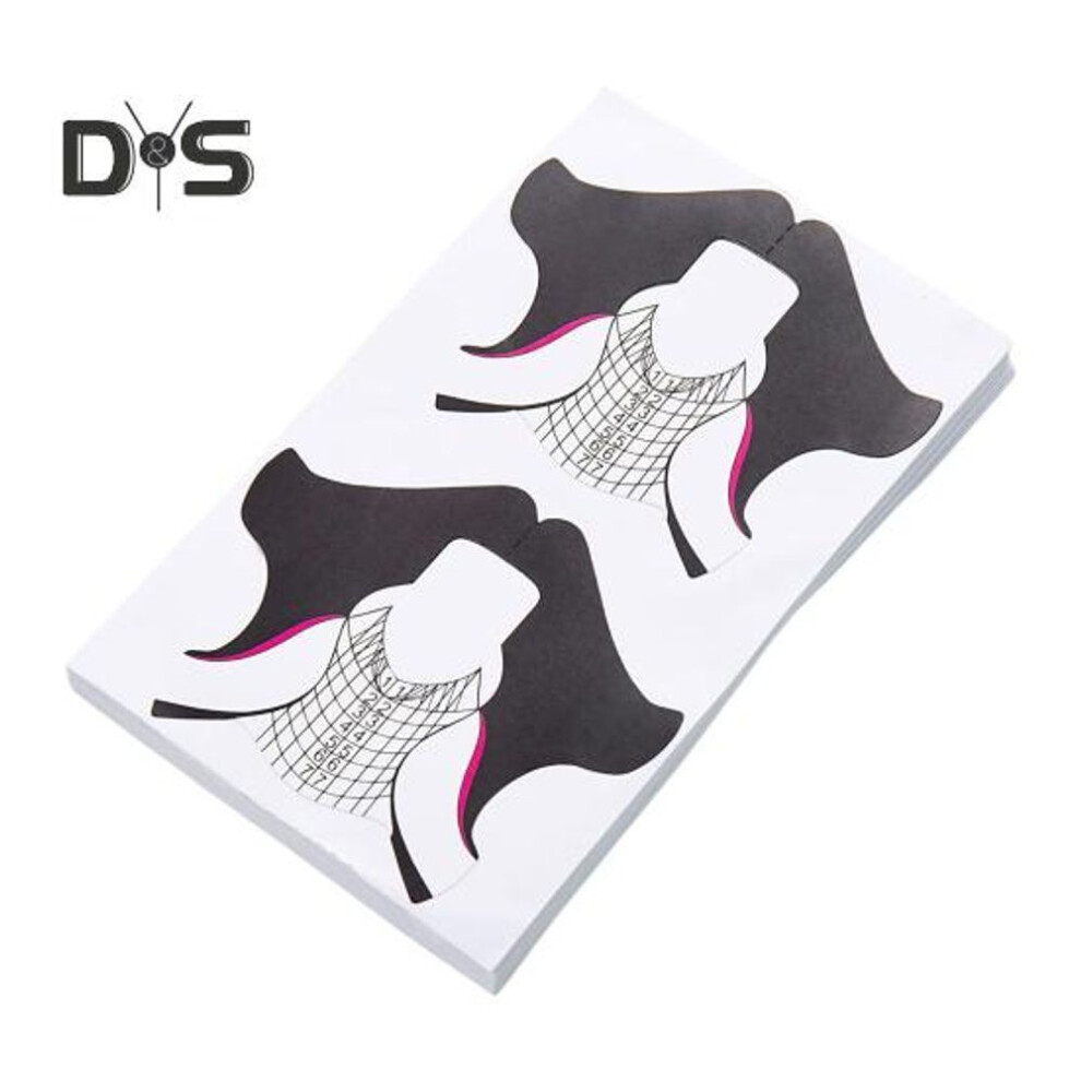 (as the picture, D) 100Pcs Professional Long Nail Forms Acrylic Nail Paper Forms Easy to Use Thick Nail Extension Forms Manicure Tools
