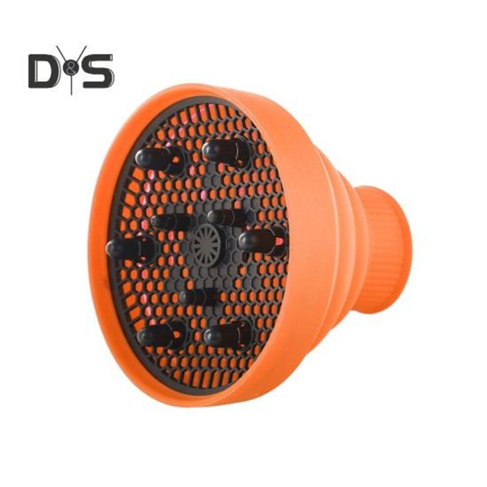 (orange) Hair Dryer Hood Collapsible Hair Dryer Diffuser Attachment Heat Dissipation Silicone Diffuser For Curly Hair Universal Fit 1.57-1.99 Inch Nozzle