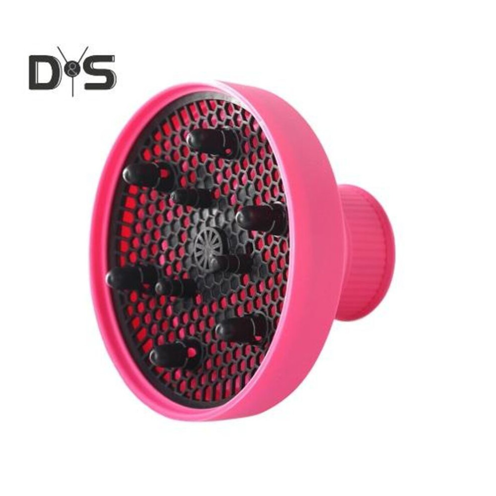 (rose red) Hair Dryer Hood Collapsible Hair Dryer Diffuser Attachment Heat Dissipation Silicone Diffuser For Curly Hair Universal Fit 1.57-1.99 Inch Nozzle