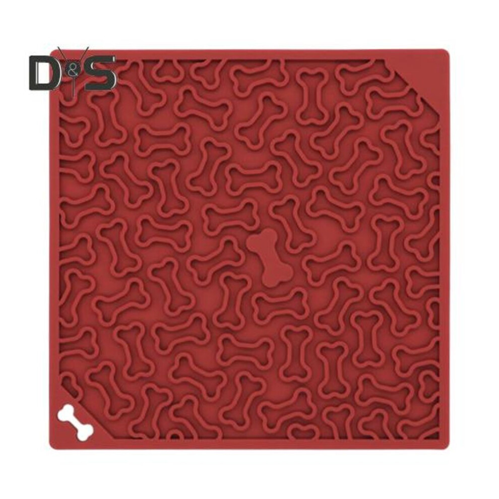 (wine red) Dog Slow Feeder Mat Silicone Licking Pad With Suction Cup Pet Food Treat Puzzle Mat Slow Feeding Mat For Dogs And Cats