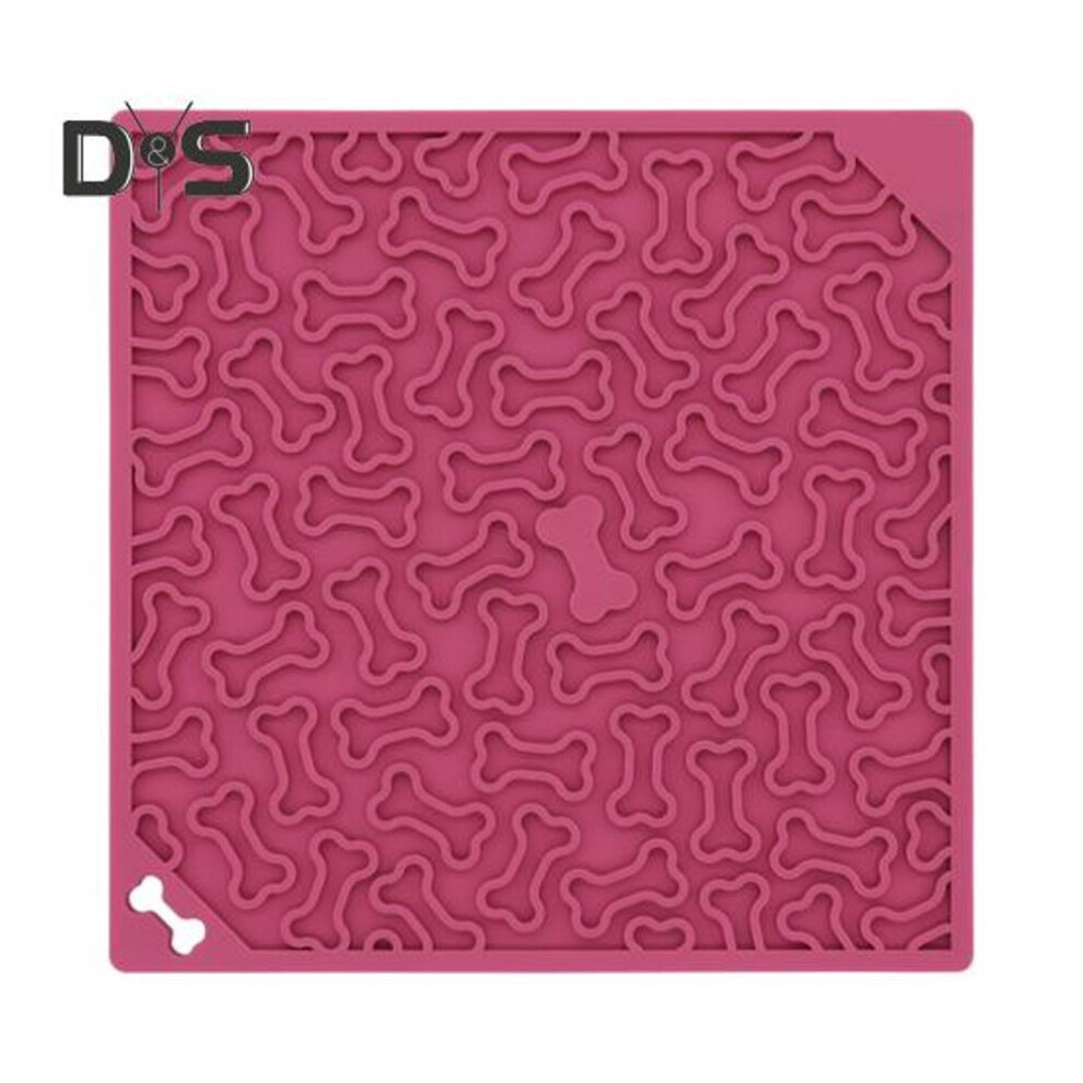 (rose red) Dog Slow Feeder Mat Silicone Licking Pad With Suction Cup Pet Food Treat Puzzle Mat Slow Feeding Mat For Dogs And Cats