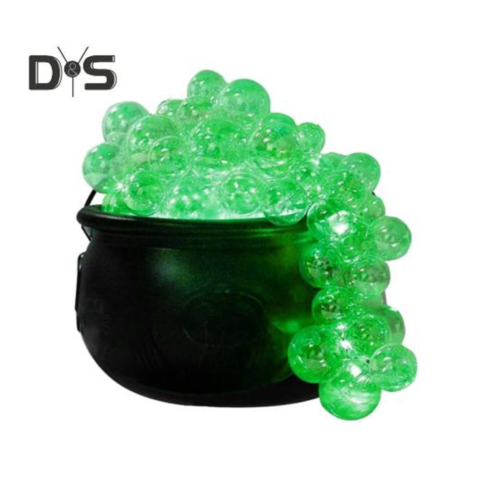 (green, B) Bubbling Cauldron Set Large Witches Cauldron With String Light Black Plastic Bowl Candy Bucket Halloween Outdoor Indoor Decoration
