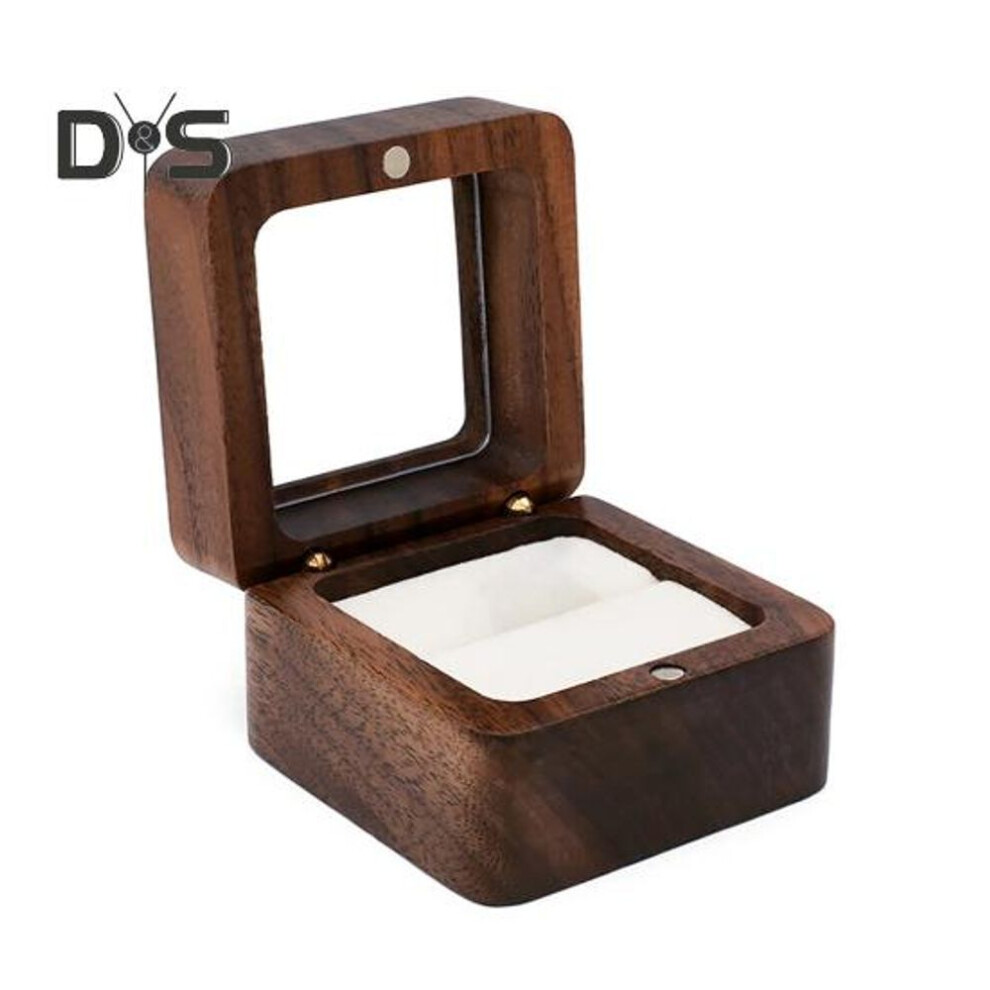 (as the picture, B) Wooden Ring Gift Box Portable Wedding Engagement Proposal Ring Storage Case Multifunction Bracelet Necklace Stud Earring Jewelry Display Holder