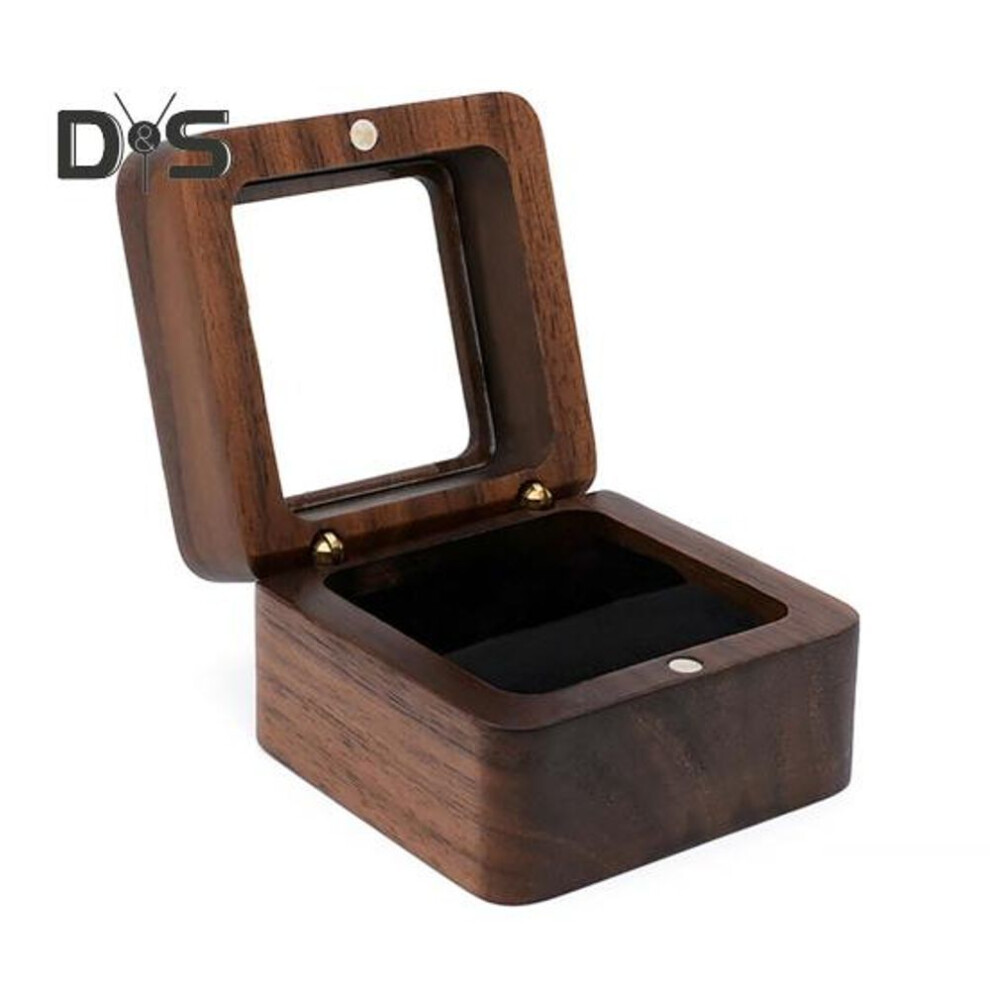 (as the picture, A) Wooden Ring Gift Box Portable Wedding Engagement Proposal Ring Storage Case Multifunction Bracelet Necklace Stud Earring Jewelry Display Holder