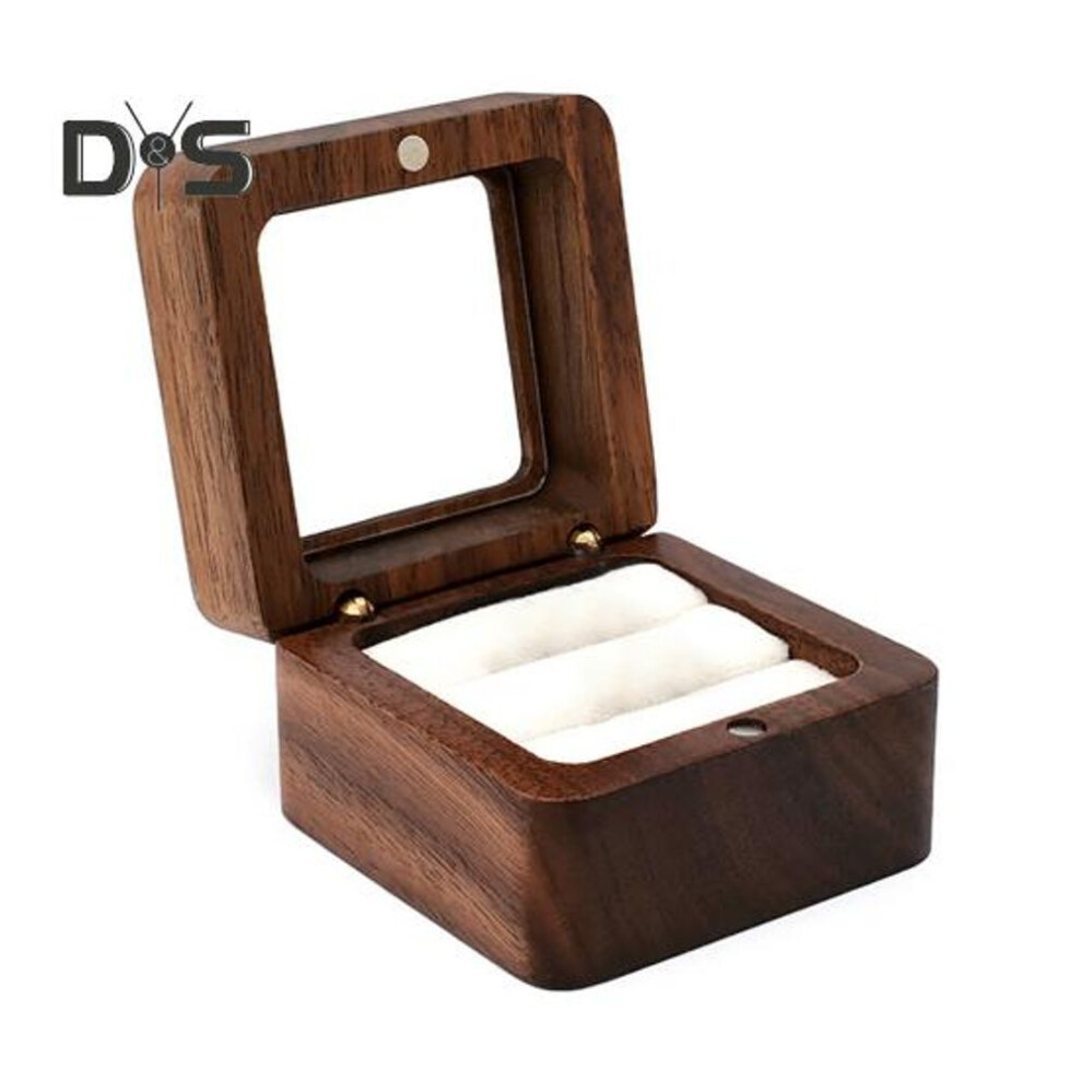 (as the picture, E) Wooden Ring Gift Box Portable Wedding Engagement Proposal Ring Storage Case Multifunction Bracelet Necklace Stud Earring Jewelry Display Holder