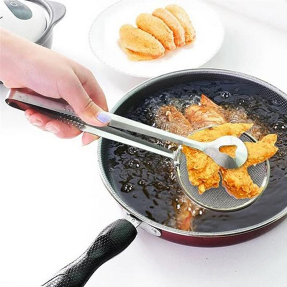 Filter Spoon with Clip Stainless Steel Fried Food Chicken Drumsticks Colander