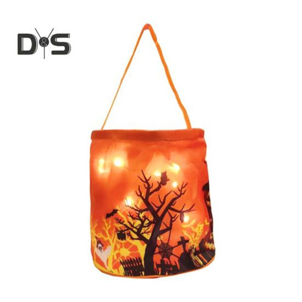 (as the picture, 1) Halloween Led Candy Bag Light-up Ghost Pumpkin Trick Or Treat Candy Basket Reusable Goody Bag For Halloween Party Favors